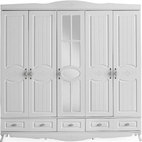 Resim Beenal Country Gardırop, Mebran 5 Kapaklı Çekmeceli Dolap 200CM 