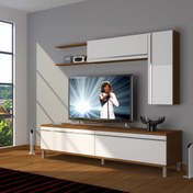 Resim Decoraktiv Eko 5l Mdf Std Krom Ayaklı Tv Ünitesi Tv Sehpası - Ceviz - Beyaz 