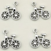 Resim 15 adet Vintage Bisiklet Şansları, Antika Gümüşü Çinko Alaşımlı Kolye - DIY Takı Yapımı Bileklik Kolye Küpe Anahtarlık Cüzdan Fermuar Çekici Aksesuarları 19x20mm 
