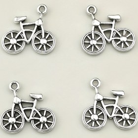 Resim 15 adet Vintage Bisiklet Şansları, Antika Gümüşü Çinko Alaşımlı Kolye - DIY Takı Yapımı Bileklik Kolye Küpe Anahtarlık Cüzdan Fermuar Çekici Aksesuarları 19x20mm 