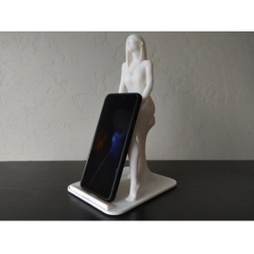 Resim Pincar Oturan Kız Heykeli Telefon Tutucu 
