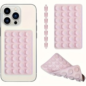 Resim 1 adet Silikon Emme Kupası Telefon Kılıfı Tutucu, iPhone ve Android için Çift Taraflı Yapışkan Kavrama - Eller Serbest Kullanım için Güçlü Tutuş, Selfie ve Videolar için İdeal, Pembe, Güvenli Emme | Şık Telefon Kılıfı | Dayanıklı Silikon 