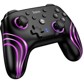 Resim Hoco. GA2 Unicorn RGB Işıklı Çok Fonksiyonlu PC Uyumlu Kablosuz Oyun Kolu Siyah 