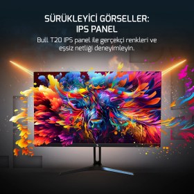 Resim Gamepower Bull T20 Flat Fast IPS 180Hz 0.5ms Fhd Gaming Monitör (Sıfır Ölü Piksel Garantili) 