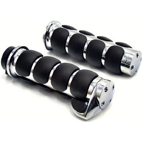Resim Xuweiwei 2 Adet 1"25mm/7/8" 22mm Chrome Motorcycle Tutacak Gripleri Universal Cruiser Chopper Cafe Racer 