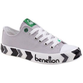 Resim Benetton Gri Kadın Çizgili Spor Ayakkabı Bn 30620 Grı Gri 