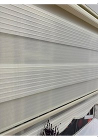 Resim Geniş Plise Krem Dilimli Zebra Perde Krem 