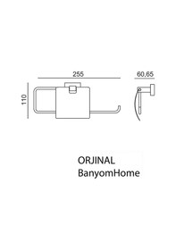 Resim Çelik Banyo Paslanmaz Pirinç Mat Siyah Kenzo Kapaklı Kağıt Havluluk Siyah 