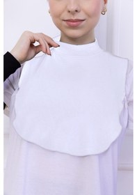 Resim Loggia Balıkçı Yaka Boyunluk Beyaz - Dik Yakalı Kadın Tesettür Penye Yarım Body Hijab Namaz Boyunluğu Beyaz 
