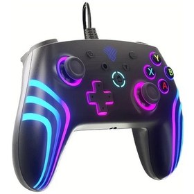 Resim Gaojunshop01 D03p-b Titreşim Ve Rgb Aydınlatmalı Xbox 360 Pc Ps4 Ps3 İçin Usb Kablolu Oyun Kumandası 