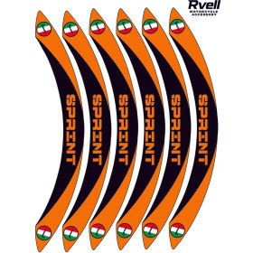 Resim Rvell Vespa Sprınt Uyumlu Jant Şeridi Seti - 12 Parça ( Siyah - Turuncu ) 006 