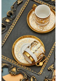 Resim Cooker Royal Crest 90 Ml 2 Kişilik Porselen Kahve Fincan Takımı Ckr3870 Beyaz 
