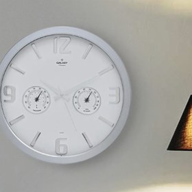 Resim Galaxy Termometreli Duvar Saati - Beyaz / Gümüş - 38 cm 