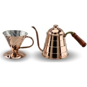 Resim Filtre Kahve Bakır Demlik Seti 850 Ml Bakır 
