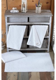 Resim Varol 4 Adet Talia Serisi Ayak Havlusu 50x70 300gr Beyaz Çok Renkli 