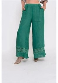 Resim Eren Style İtalyan Fisto Paça Detaylı Keten Pantolon-9893 Gucci Yeşil 