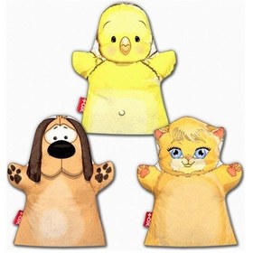 Resim 3 Parça Tox Evcil Hayvanlar El Kukla Set , Eğitici Oyuncak 