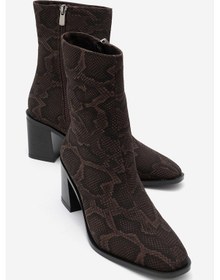 Resim Luvi Shoes Chara Kahverengi Desenli Kadın Kalın Topuklu Bot Kahverengi 
