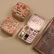 Resim 1 adet Vintage Çiçekli Seyahat Mücevher Kutusu - Taşınabilir Suni Deri Mini Düzenleyici, Fermuar Kapatma, Yüzükler, Küpeler ve Kolyeler için Kompakt Tasarım, Hareket Halinde Konfor İçin İdeal, Mücevher Seyahat Kutusu 