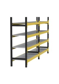 Resim 4 Katlı Duble Midi Rack - Ekonomik Depo,arşiv, Kiler Rafı Siyah-turuncu-35x180 Cm-100 Cm Çok Renkli 