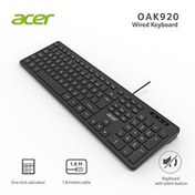 Resim Acer OAK920 Q Usb Siyah 1.8 MT Tek Tuş Hesap Makinalı Sessiz Tuş Kablolu Klavye 