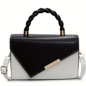 Resim Şık ve Kontrastlı El Çantası, Altın Tonlu Donanım Detaylı - Çıkarılabilir Örgülü Omuz Askısı, Manyetik Kapanış ve Günlük Kullanım için Fermuarlı Cepler, Günlük El Çantası | Modern Çapraz Askılı Çanta | Sentetik Suni Deri Çanta, Hediye Çantası 