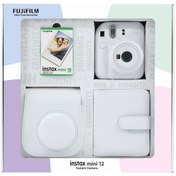 Resim Fujifilm Instax mini 12 Beyaz Fotoğraf Makinesi 10'lu Film Kare Albüm ve Deri Kılıf Bundle Box 