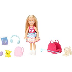 Resim Barbie Aksesuarlı Chelsea Bebek Seyahatte FWV20 - Gökkuşağı Elbiseli Chelsea 