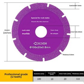 Resim Symbee Profesyonel Mermer Ve Seramik Kesici: Ultra İnce Taş Panel Diamond Testeri, Kırılma Olmadan Kuru Kesim Φ100x10 U Diş 