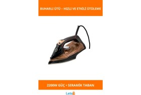 Resim Letsii 2200W Güçlü Seramik Tabanlı Buharlı Ütü Dikey Buhar Özellikli 