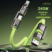 Resim Wtkvintant-4 in 1 240W MAX Süper Hızlı Şarj Kablosu, Silikon Yuvarlak Parlak USB A'dan USB C'ye ve Lightning'e, Erkekten Kadaneye, Iphone, Ipad, Samsung, Macbook için 