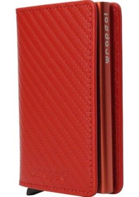 Resim Wrapsol Mekanizmalı Cüzdan Akıllı Kartlık Book Karbon Gri 0 / Kırmızı Karbon Kırmızı Karbon Kırmızı 