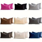 Resim 2 Adet, Kenarlı Dekoratif Kadife Yastık Kılıfı - 30.48x50.8 cm, Yumuşak Dikdörtgen Kanepe ve Yatak Odası İçin Yastık Kılıfı (Yastık Dahil Değil) 