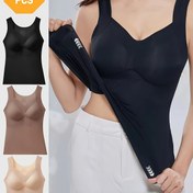 Resim 3 adet Kadın Modası V-Yaka Dikişsiz Sütyen Kaldırma ve Toplama İç Çamaşırı Tank Üstü, Düz Renk, Çıkarılabilir Dolgulu, Katlama ve Dış Giyim için Mükemmel, Bayan Tank Üstleri 