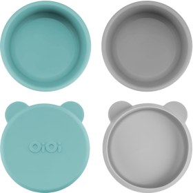 Resim Silikon Kapaklı Mini Kase 2'li Mini Bites - Aqua Green / Powder Grey 
