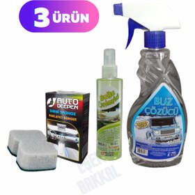 Resim AutoDeepen KIŞLIK OTO BAKIM 3LÜ SET ARAÇ KIŞ YOL SÜRÜŞ DESTEK Buz Çözücü Buğu Önleyici Parlatıcı Sünger 