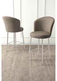 Resim Canisa Fora Serisi Ada Mutfak Bar Sandalyesi Krom Kaplama Metal Ayaklı Babyface Kumaş 1 Cappucino Sandalye Sandalye Cappucino Ayaklar Krom 