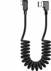 Resim Type C 90 Derece Spiral Ledli Örgülü Şarj Kablosu Ca-7310 