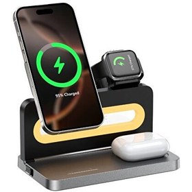 Resim Bix TPS02 Telefon TWS Kulaklık Akıllı Saat iPhone AirPods Apple Watch Uyumlu 3’in 1 15 W Kablosuz Manyetik Şarj Standı 