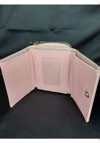 Resim Mryart Pudra Pembe Kadın Cüzdanı - Fermuarlı Ve Düğmeli Kartlık Model 