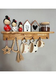 Resim Terek Kahve Köşesi Askılı Ceviz Rengi 70 Cm Ahşap 