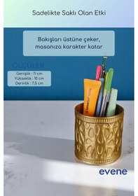 Resim Kalemlik Masa Kalemliği Organizer Kalemlik Altın Renk Model 76 Çok Renkli 