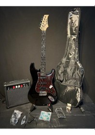 Resim Siyah Hss Elektro Gitar Seti Full Gitar,amfi,kılıf,tuner,kapo,askı,yedek Tel,kablo,pena 
