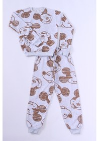 Resim Hçm Erkek Çocuk Pijama Takımı Şardonlu Mickey Mouse Baskılı Ribanalı E27 Gri 