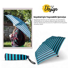 Resim Biggdesign Moods Up Siyah Yeşil Çizgili Manuel Mini Şemsiye 