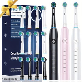 Resim Yeni Çiftler İçin Döner Elektrikli Diş Fırçası - 4 Değiştirilebilir Fırça Başlığı + 1 Ana Ünite, Üç Şık Renk Seçeneği, USB Şarjlı, Uzun Pil Ömrü, Hem Erkekler Hem Kadınlar İçin Uygun, Model 2004 