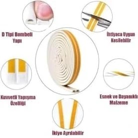 Resim Skygo 2'li Kauçuk Kapı ve Pencere Izolasyon Bandı/fitili Çiftli 5x2 10 Metre Kahve Renk 