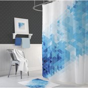 Resim Zethome Zethome Blues Squares Banyo Duş Perdesi Tek Kanat 1x180x200 