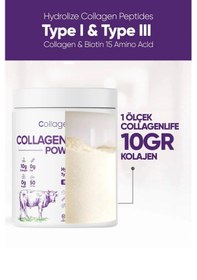 Resim Collagen Life %100 Saf Ve Doğal Yüksek Biyoaktif Çift Hidrolize Kolajen Peptitler İçeren Diyet Takviyesi 50günlük 