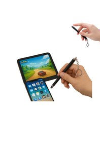 Resim Touchpen Kalem Anahtarlık Dokunmatik Uç Küçük Kalem Telefon Tablet Vb. Dokunmatik Ekran Kalemi Siyah 